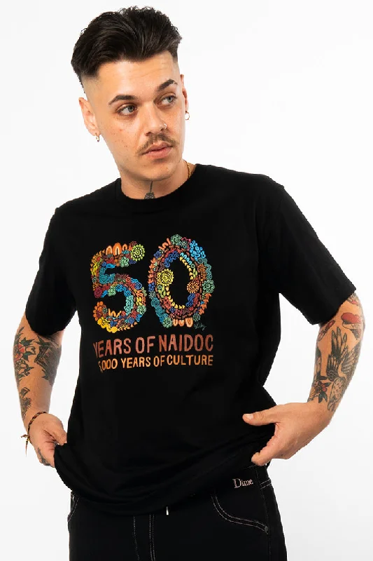 50 Years Of NAIDOC 2025 Black Cotton Crew Neck Unisex T-Shirt