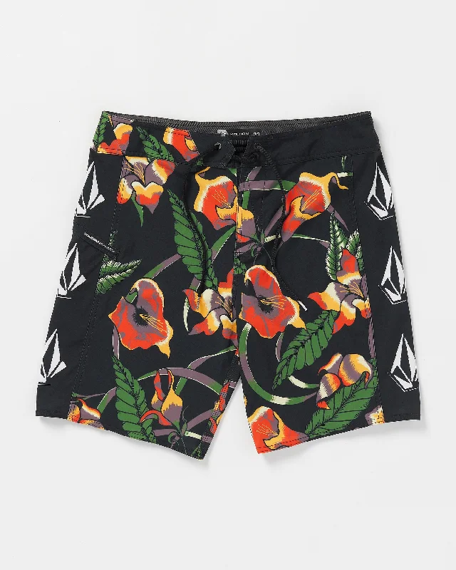 Men's sailing shorts-Iconic Floral Mod-Tech Trunks - Black