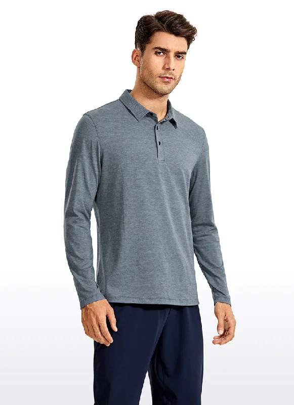 Men's rugby polo shirt-Heather Polo Long Sleeves