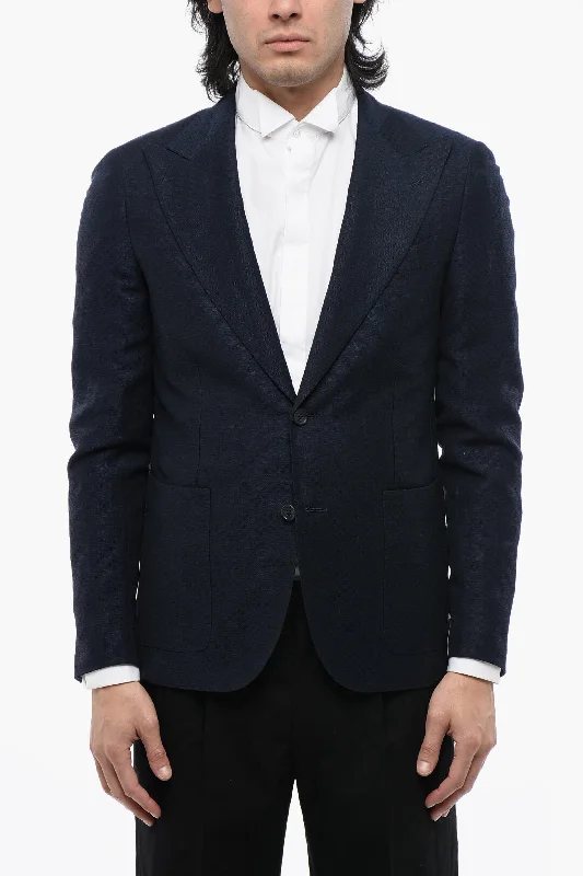 Men's high-performance windbreaker-Abital Wool Blend Blazer With Peak Lapel