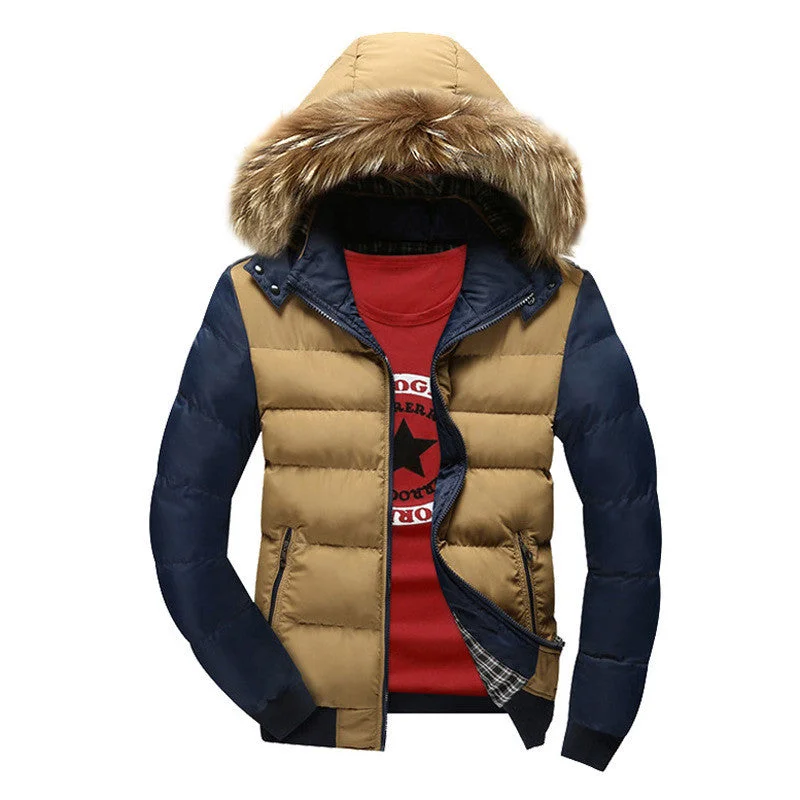 Men's weather-resistant hoodie-Men's Hoodies Down Jacket Clothing Winter Warm Thickening Cotton-Padded Parka Down Coat Outwear Jacket Y1945