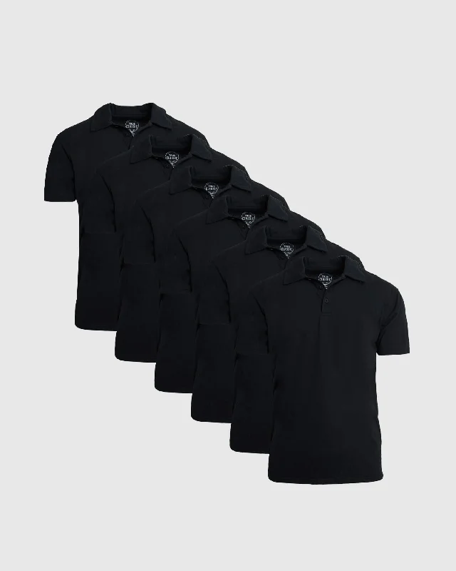 Men's casual polo shirt-All Black Short Sleeve Polo 6-Pack