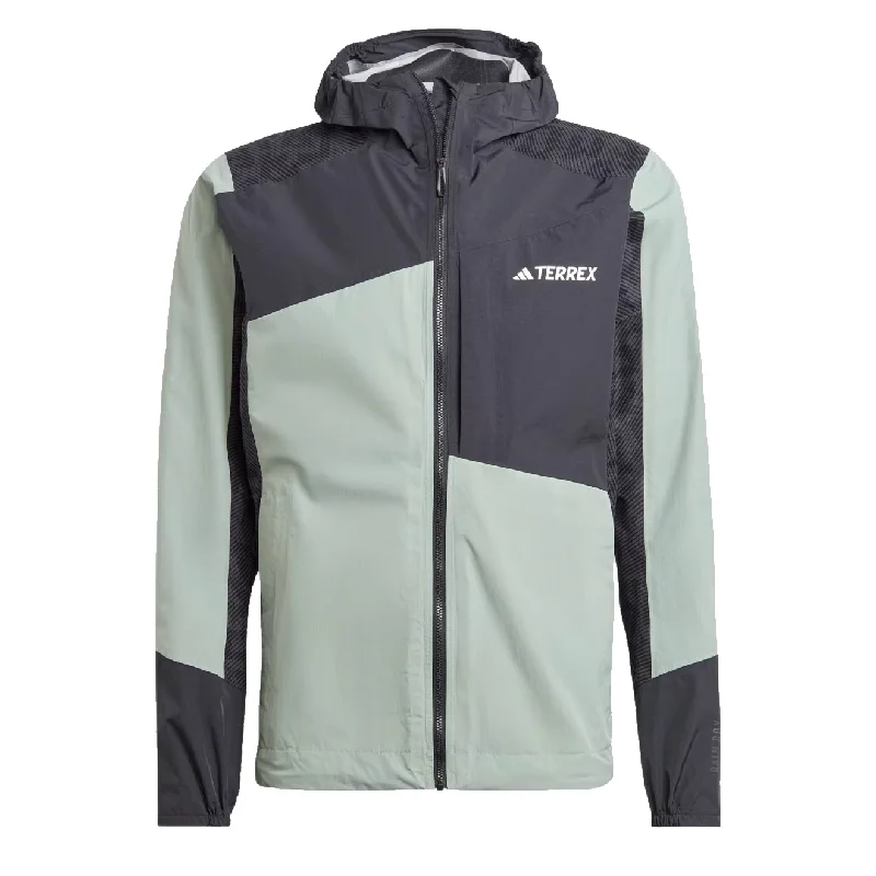 Men's sporty utility jacket-Adidas Terrex Xperior Hybrid Rain.Rdy Jacket Silver Green / Black