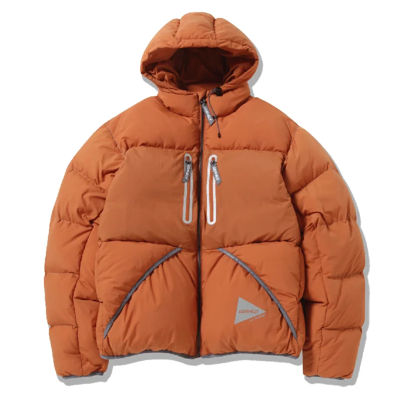 Men's gym performance windbreaker-Gramicci x And Wander Down Jacket Orange