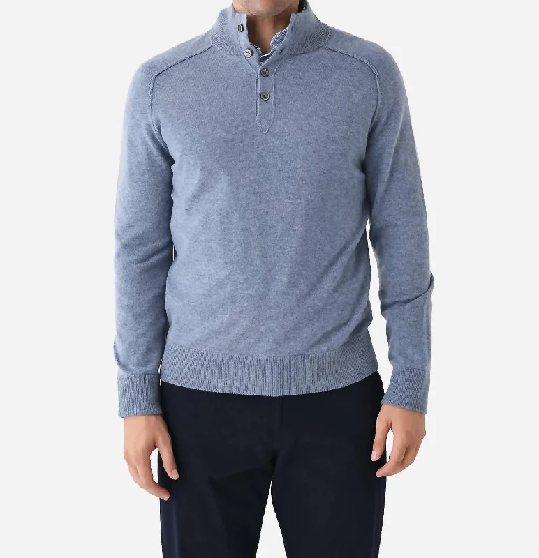 Men's High Neck Pullover In Light Blue