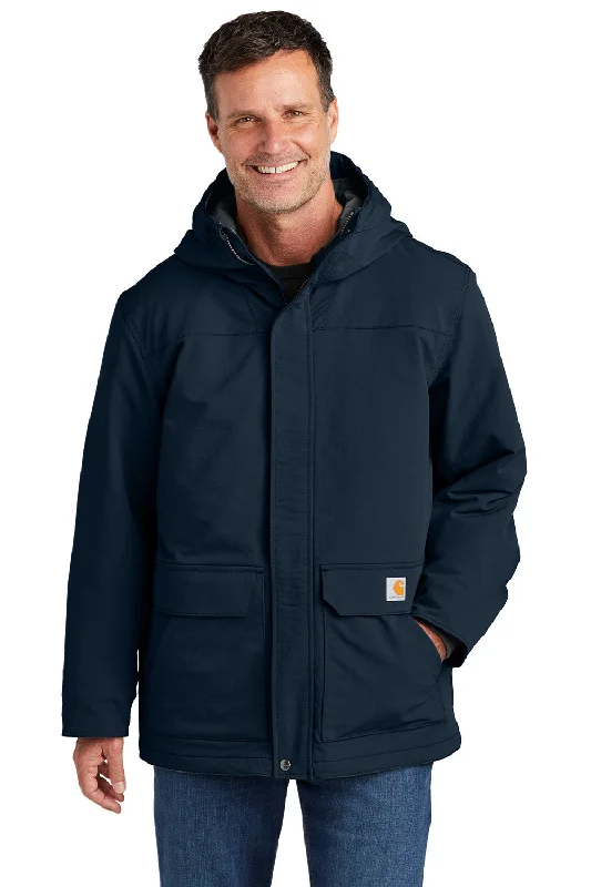 Men's cooling windbreaker-Carhartt Mens Super Dux Wind & Water Resistant Full Zip Hooded Jacket - Navy Blue