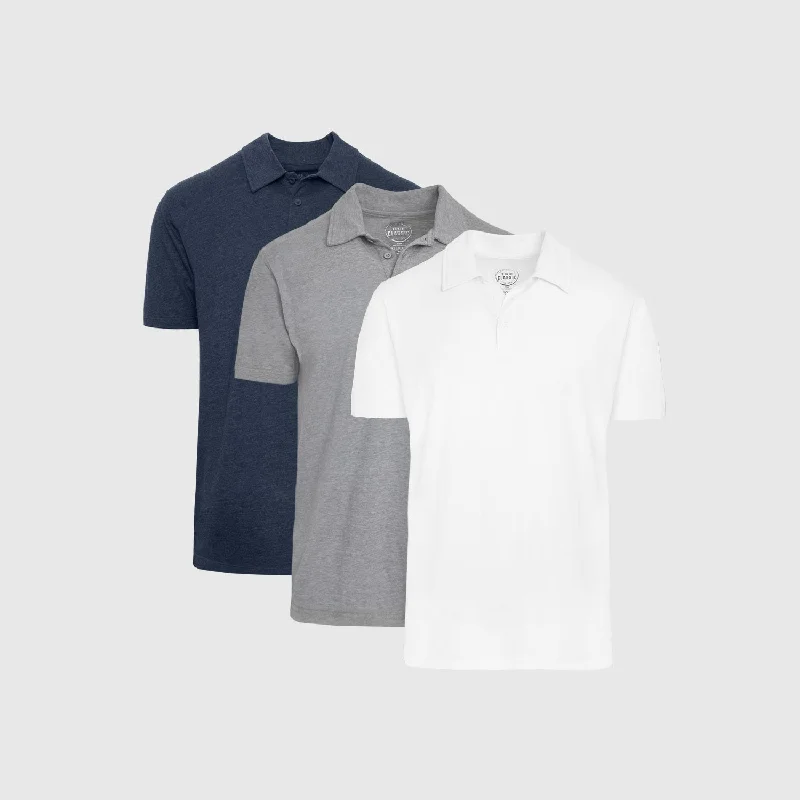 Men's breathable polo shirt-The Heather Short Sleeve Polo 3-Pack