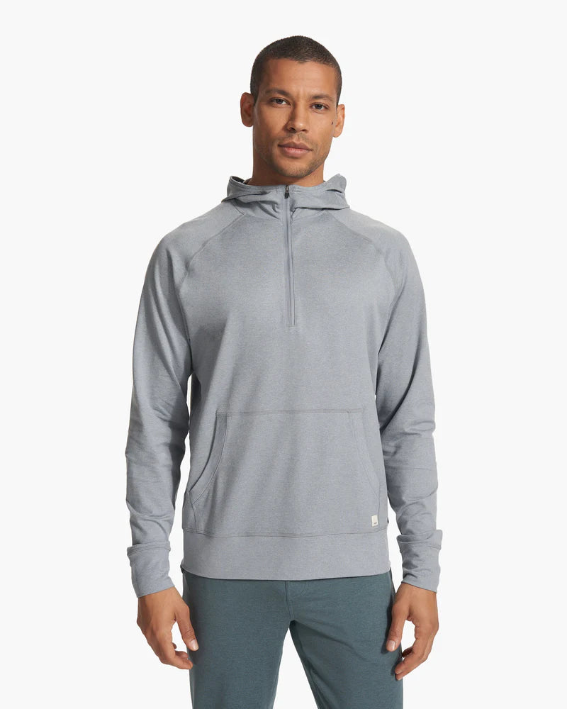 Men's casual hoodie-Men's Ponto Performance Half Zip Hoodie - Steel Heather