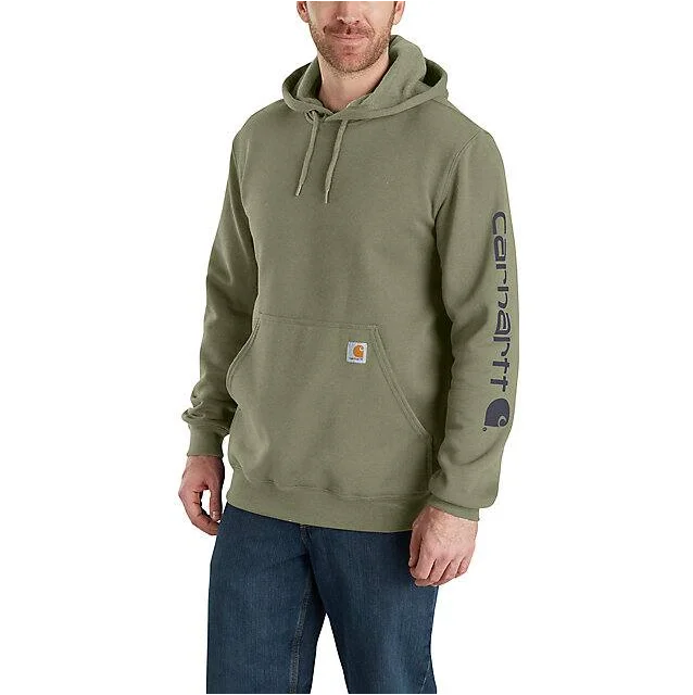 Men's affordable hoodie-Loose Fit Midweight Logo Sleeve Graphic Hoodie - Dusty Olive