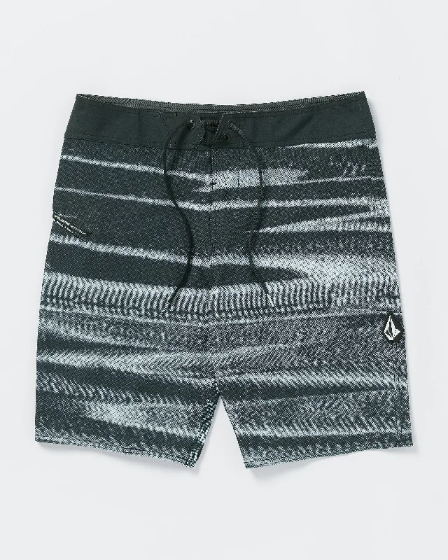 Men's no-iron shorts-Glitch Stone Mod-Tech Trunks - Black