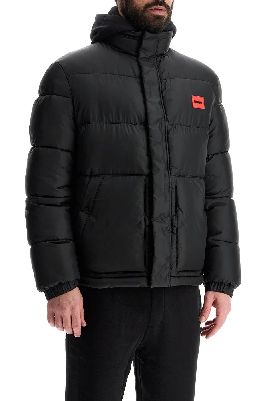 Men's lightweight utility jacket-Hugo Regular Fit Black Puffer Jacket