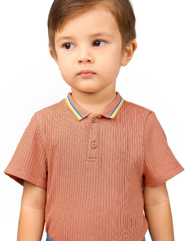 Men's stylish polo shirt-BABY BOYS POLO SHIRT WITH STRIPEY CUFFS AND COLLAR