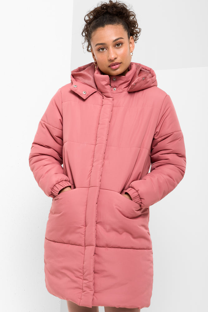 Men's ultra-lightweight parka-Longer Length Puffer Coat Pink