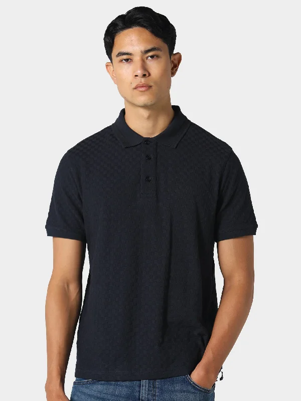 Men's monochrome polo shirt-Driffield Navy Polo Shirt