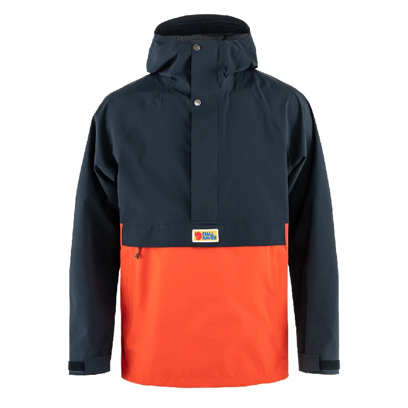 Men's naturally cooling jacket-Fjallraven Vardag Hydratic Anorak Dark Navy / Flame Orange