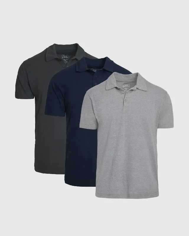 Men's moisture-wicking polo shirt-Essential Short Sleeve Polo 3-Pack