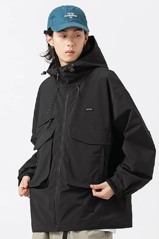 Men's versatile raincoat-Pocket Jacket In Black