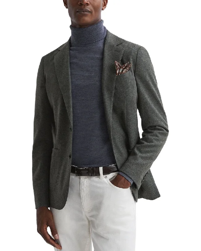 Men's sustainable softshell coat-Reiss Lincoln Linen-Blend Blazer