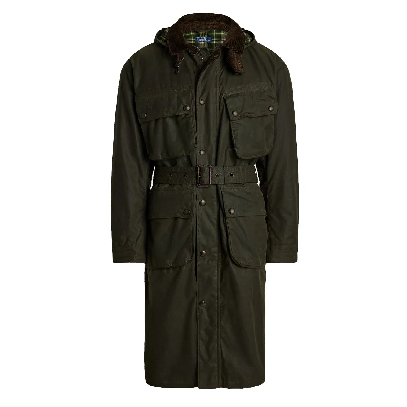 Men's tech-inspired rain jacket-Polo Ralph Lauren Oilcloth Bike Coat Oil Cloth Green X