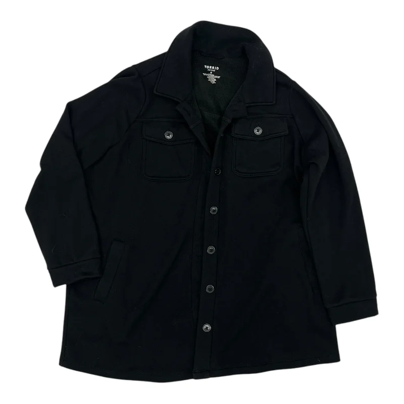 Men's eco-friendly rain jacket-Jacket Shirt By Torrid In Black, Size:L