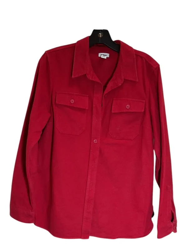 Men's gym performance jacket-Jacket Shirt By L.l. Bean In Red, Size: M