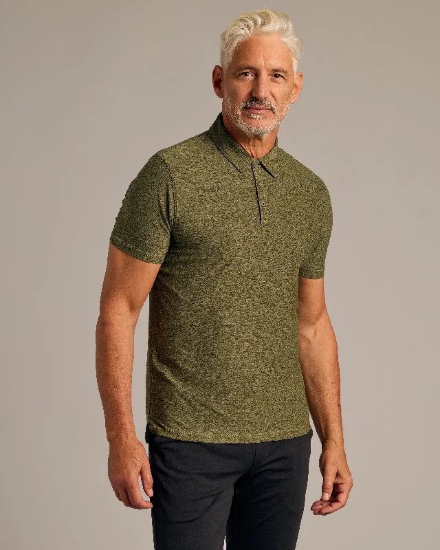 Men's printed polo shirt-Dark Heather Pear Active Polo 2.0