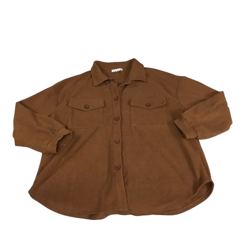 Men's tech-inspired fleece jacket-Jacket Shirt By Hyfve In Brown, Size: M