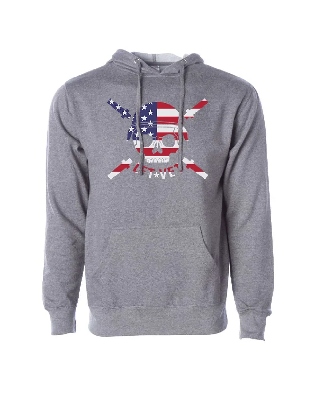 Men's training hoodie-Skull Flag Logo Hoodie- Gunmetal Grey