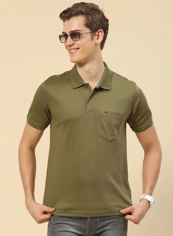 Men Olive Printed T-Shirt