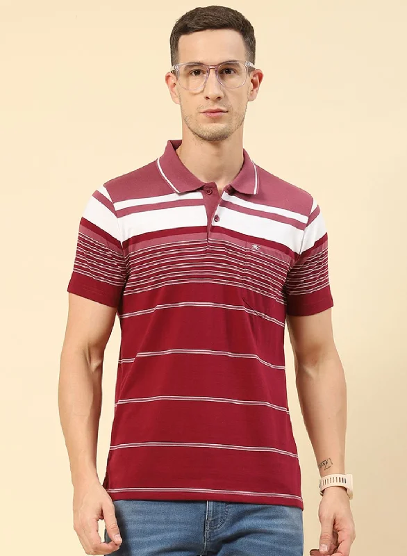 Men Maroon Stripe T-Shirt