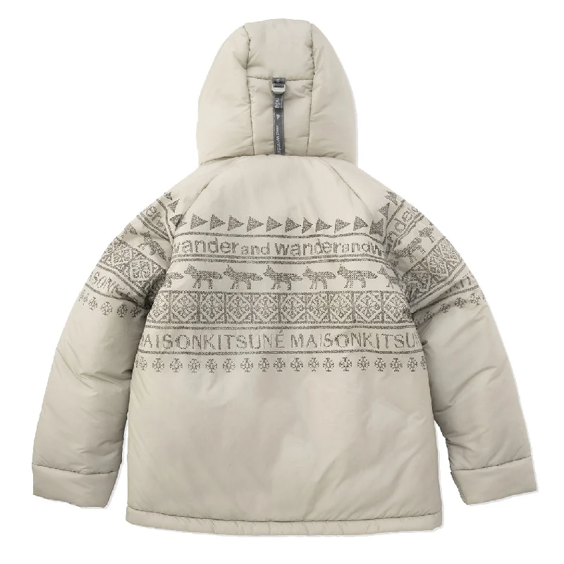 Men's eco-friendly rain jacket-And Wander x Maison Kitsune Nordic Border Insulation Jacket Beige