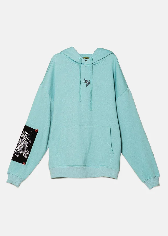 Men's uniform hoodie-Konus Men's Logo Print Patch Hoodie in Teal