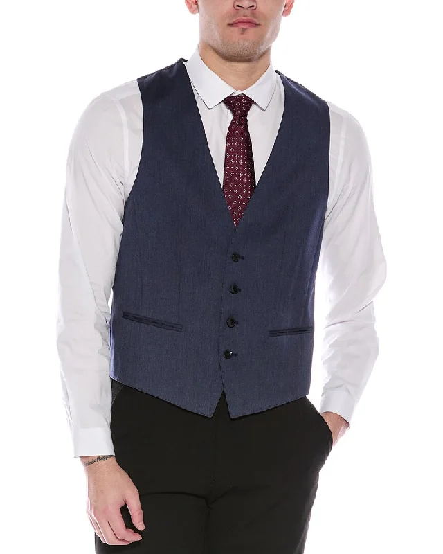 Men's breathable utility coat-BOSS Hugo Boss Slim Fit Wool Suit Vest