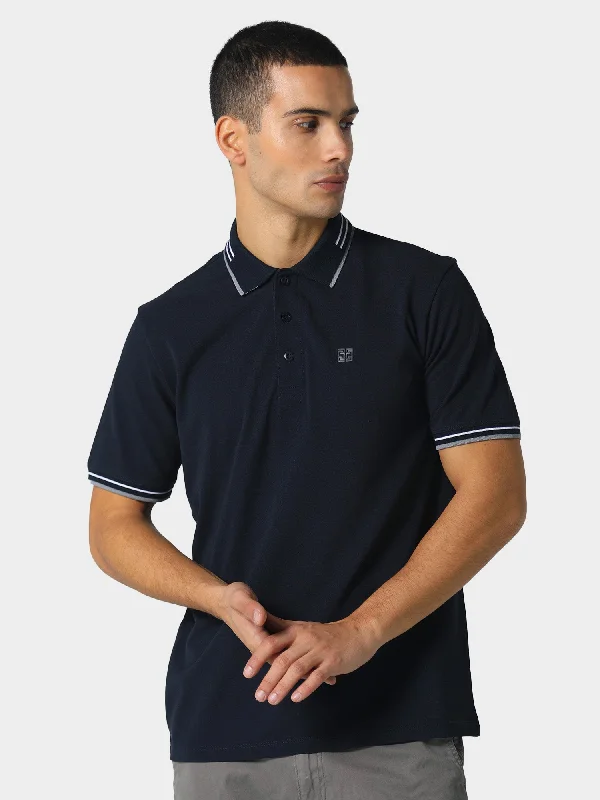 Men's unique polo shirt-Boreas Navy Polo Shirt