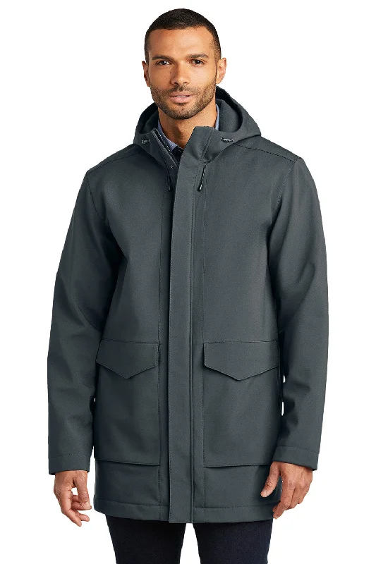 Men's lightweight utility coat-Port Authority Mens Collective Water Resistant Full Zip Hooded Parka - Graphite Grey