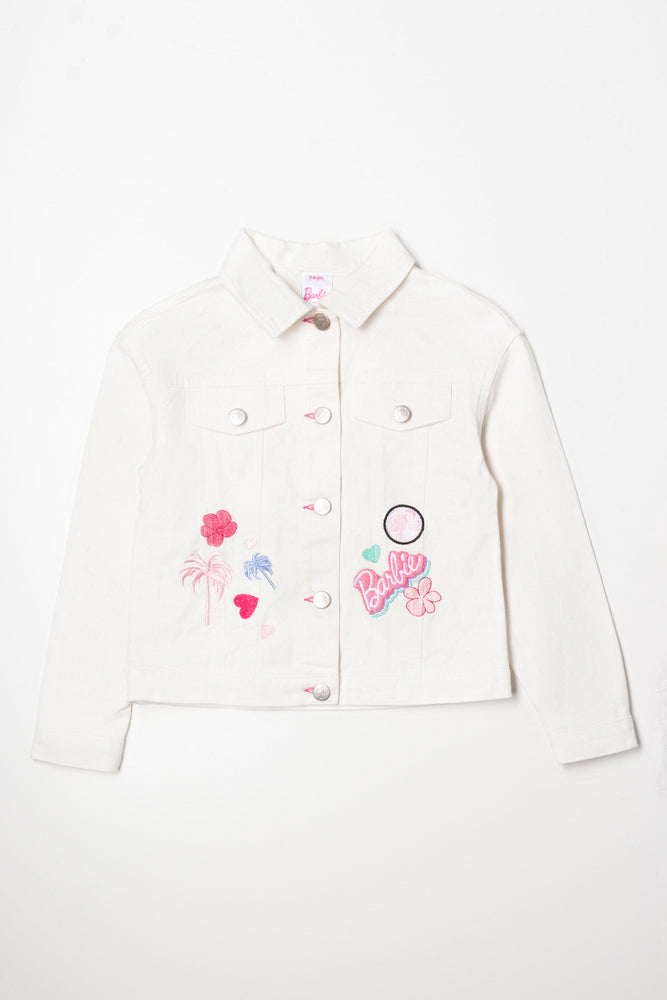 Men's summer bomber jacket-Barbie Denim Jacket Cream