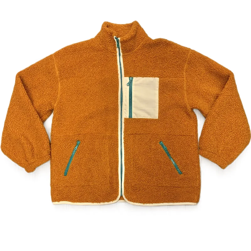 Men's sporty utility jacket-Jacket Faux Fur & Sherpa By Universal Thread In Orange, Size: M