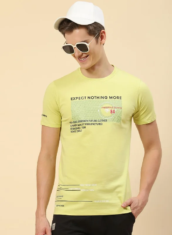 Men Yellow Printed T-Shirt