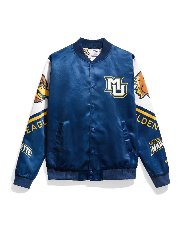 Men's sporty utility jacket-Marquette University Golden Eagles Satin Jacket