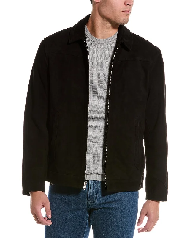 Men's tech-fabric jacket-Slate & Stone Suede Racer Jacket