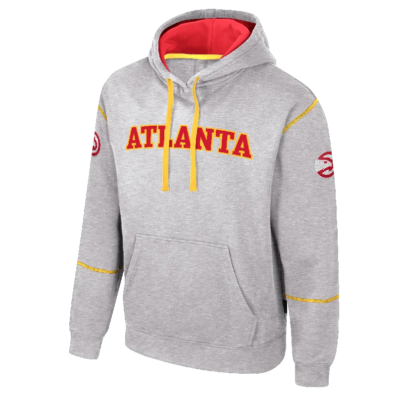 Men's slim fit hoodie-Stadium Essentials Hawks ATL Wordmark Grey Hoodie