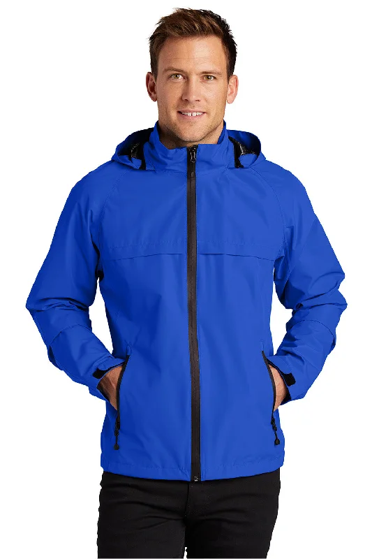 Men's tech-inspired fleece jacket-Port Authority Mens Torrent Waterproof Full Zip Hooded Jacket - True Royal Blue