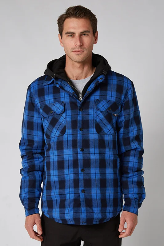 Men's modern softshell jacket-Jetpilot Quilted Mens Flannel Jacket - Blue