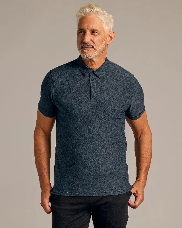 Men's polyester polo shirt-Dark Heather Fiord Active Polo 2.0