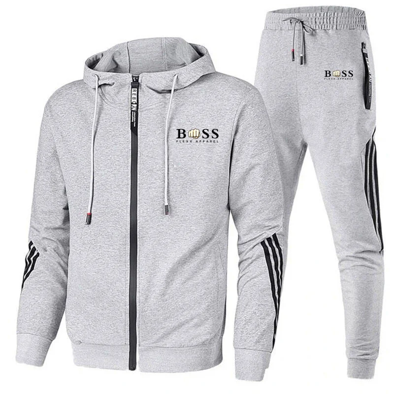 Men's tech-fabric hoodie-Sports Two-piece Men's Sweater Set Hoodie