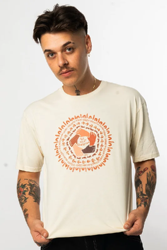 Our Legacy Is In Our Hands NAIDOC 2025 Ecru Cotton Crew Neck Unisex T-Shirt