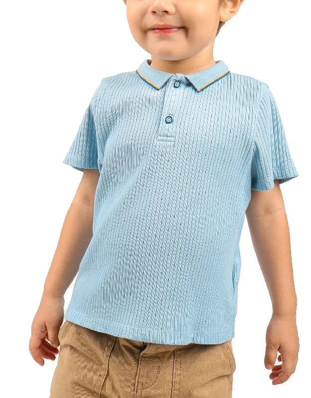 Men's trendy polo shirt-BABY BOYS POLO SHIRT WITH STRIPEY CUFFS AND COLLAR