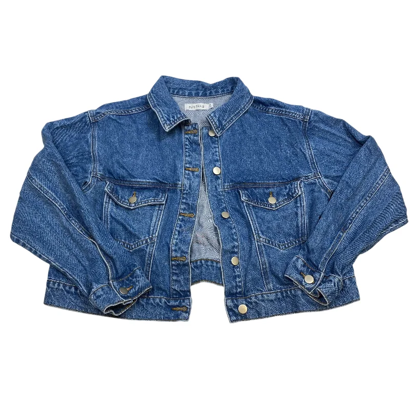 Men's lightweight field coat-Jacket Denim By Just Fab In Blue Denim, Size: M