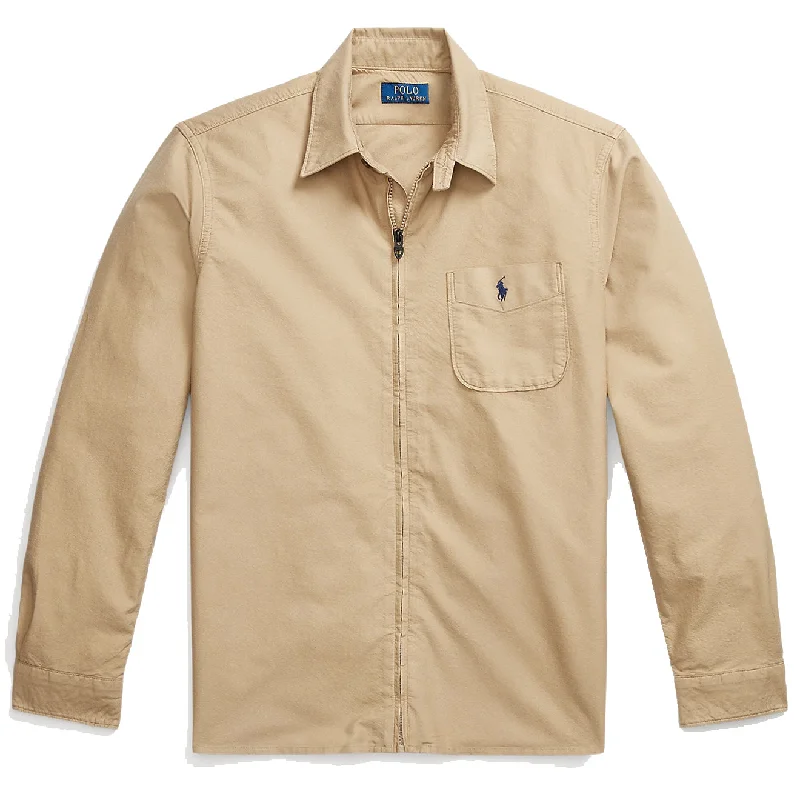 Men's lightweight utility coat-Polo Ralph Lauren Garment-Dyed Oxford Overshirt Surrey Tan