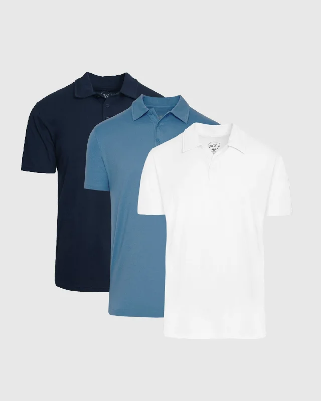 Men's long sleeve polo shirt-Basic Short Sleeve Polo 3-Pack